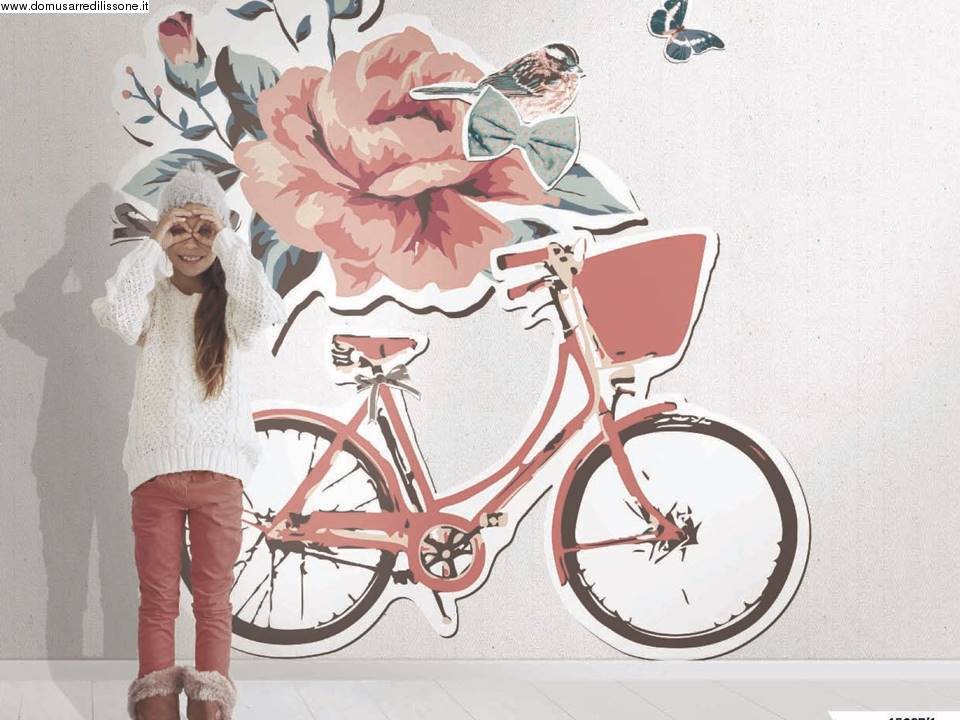 tappezzeria per cameretta con bicicletta rosa
